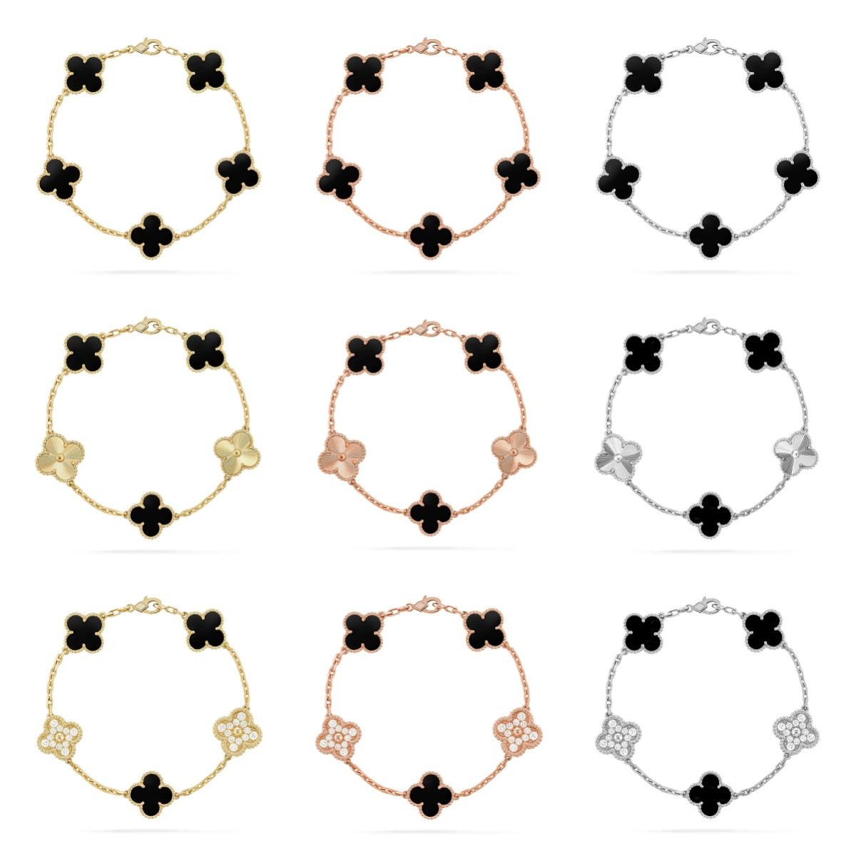 [Mystic ]New CLOVER 5 MOTIF ONYXS BRACELET COLLECTION