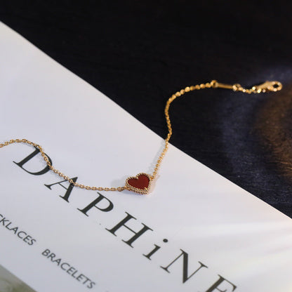 Mystic HEART-SHAPED  CARNELIAN SINGLE FLOWER BRACELET