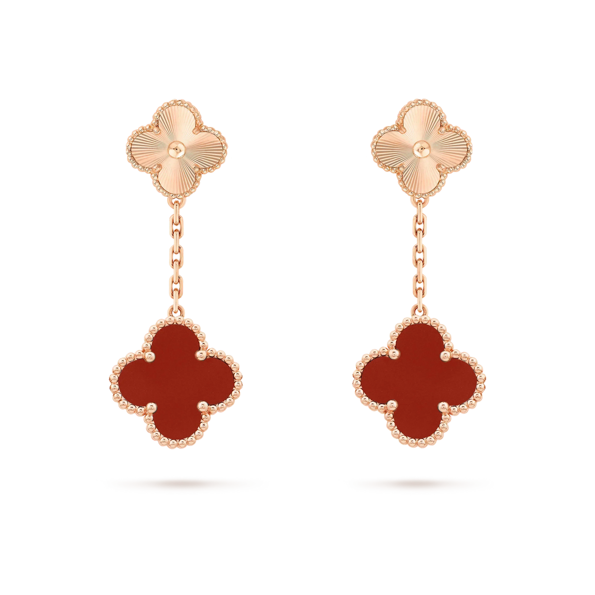 Mystic CLOVER 2 MOTIF  LASER CARNELIAN EARRINGS