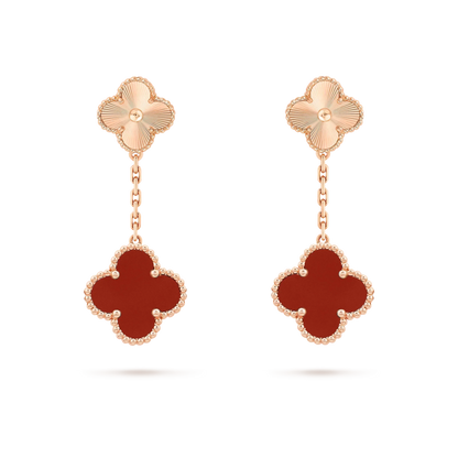 Mystic CLOVER 2 MOTIF  LASER CARNELIAN EARRINGS