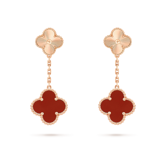 Mystic CLOVER 2 MOTIF  LASER CARNELIAN EARRINGS