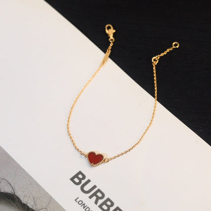 Mystic HEART-SHAPED  CARNELIAN SINGLE FLOWER BRACELET