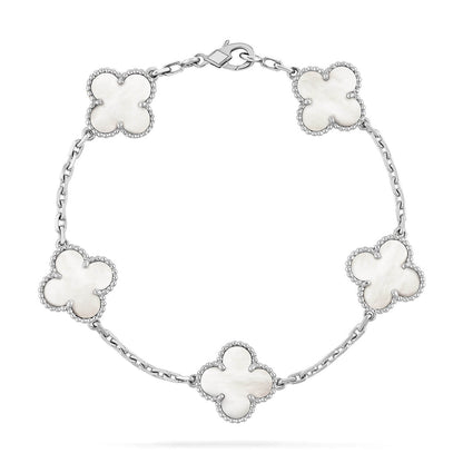 [Mystic ]New CLOVER WHITE PEARL MOP 5 MOTIF BRACELET COLLECTION