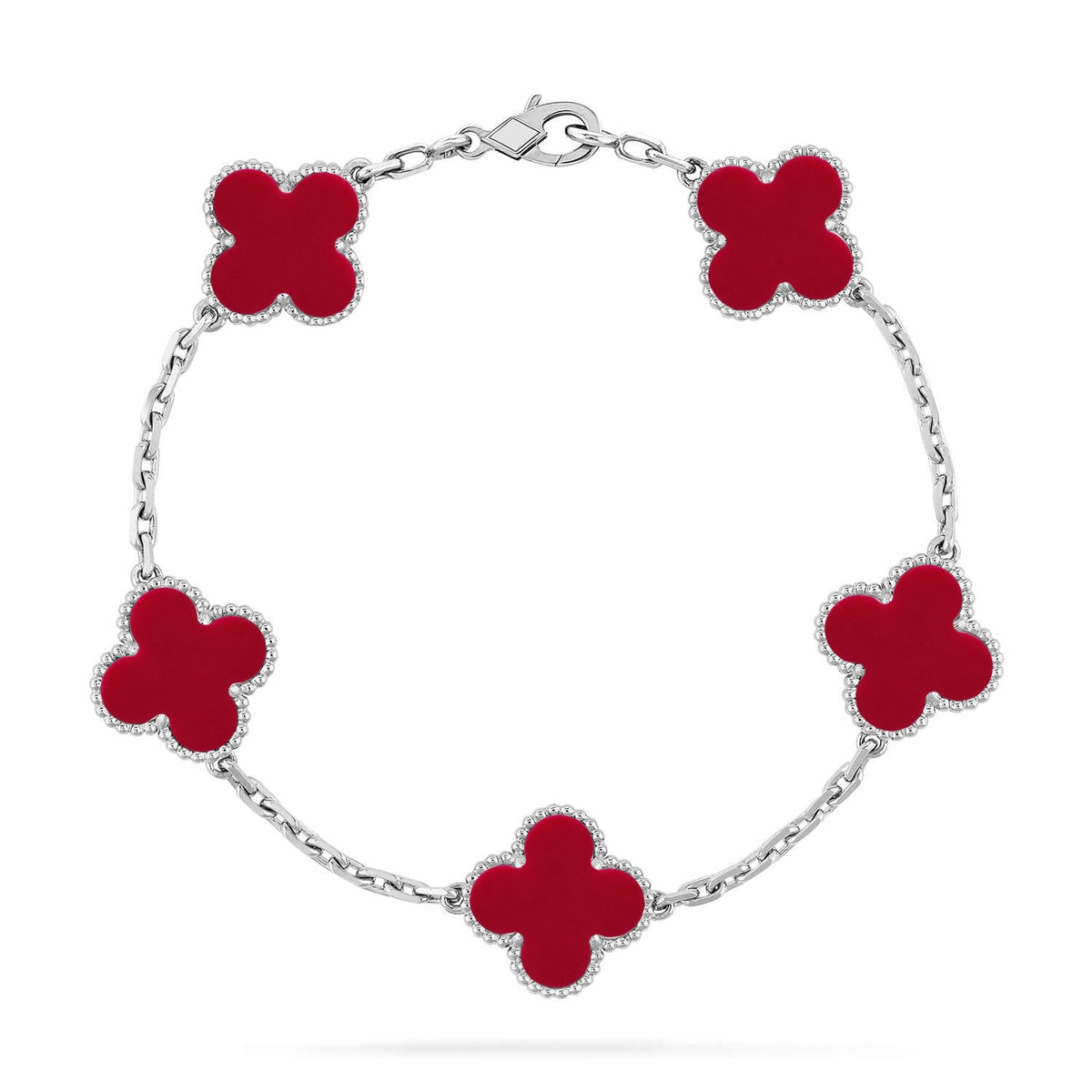 [Mystic ]New  CLOVER 5 MOTIF RED CORNELIAN BRACELET COLLECTION