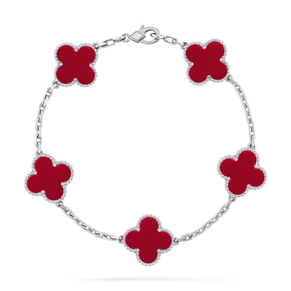 [Mystic ]New  CLOVER 5 MOTIF RED CORNELIAN BRACELET COLLECTION