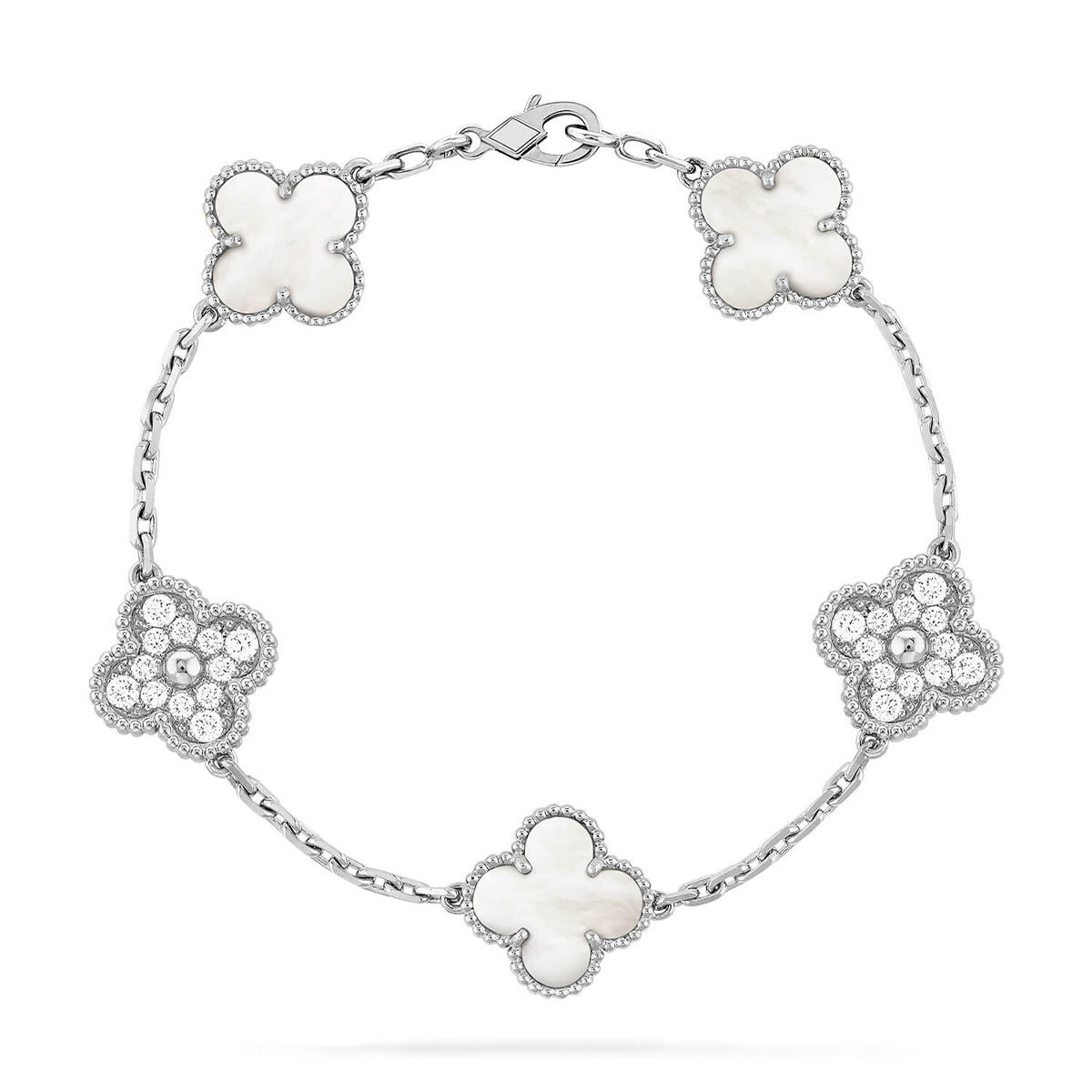 [Mystic ]New CLOVER WHITE PEARL MOP 5 MOTIF BRACELET COLLECTION