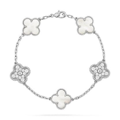 [Mystic ]New CLOVER WHITE PEARL MOP 5 MOTIF BRACELET COLLECTION