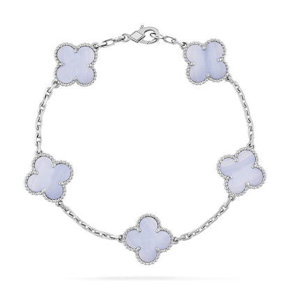 [Mystic ]New  CLOVER 5 MOTIF PURPLE CHALCEDONY BRACELET COLLECTION