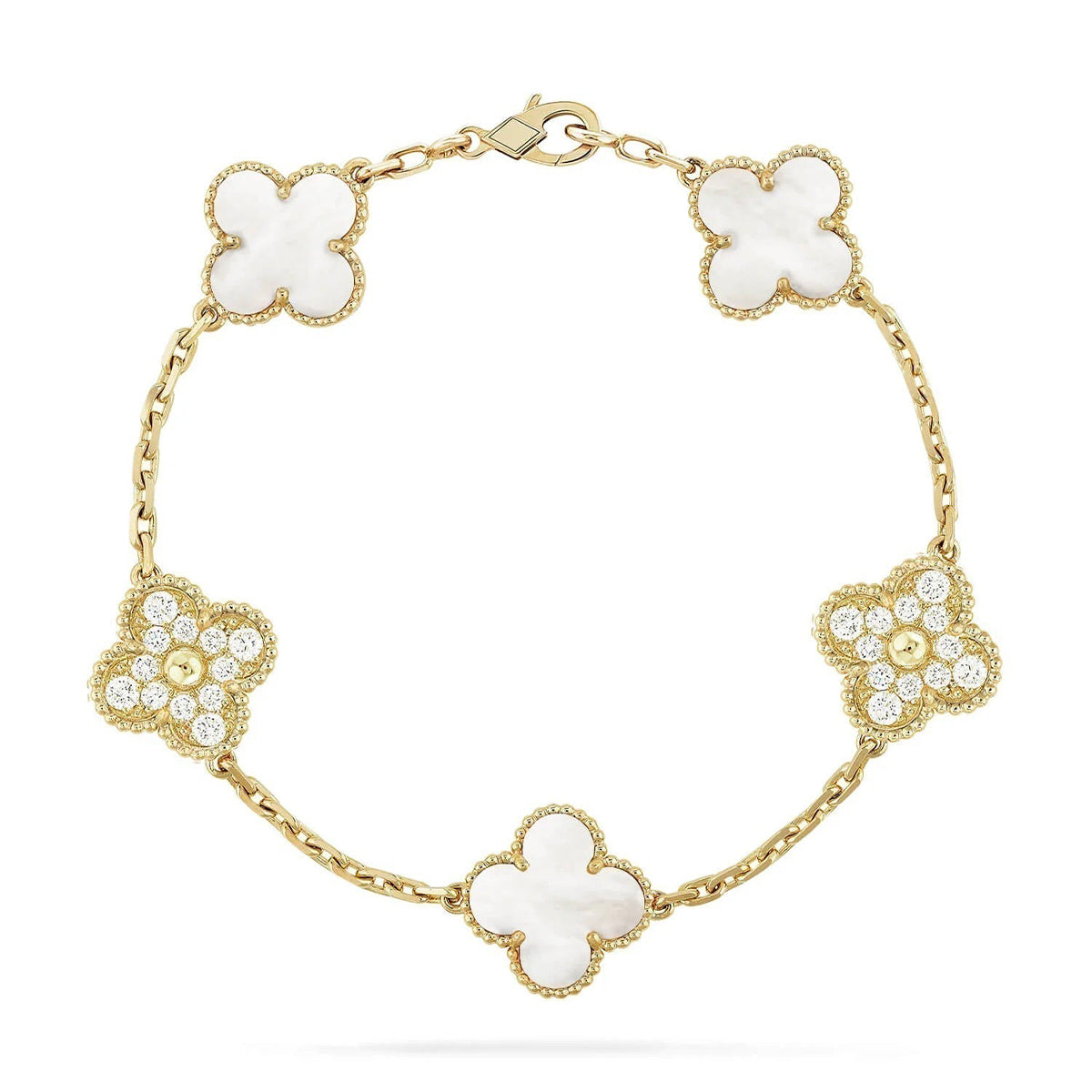 [Mystic ]New CLOVER WHITE PEARL MOP 5 MOTIF BRACELET COLLECTION