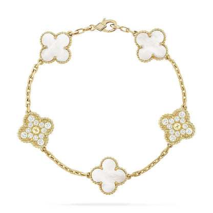 [Mystic ]New CLOVER WHITE PEARL MOP 5 MOTIF BRACELET COLLECTION