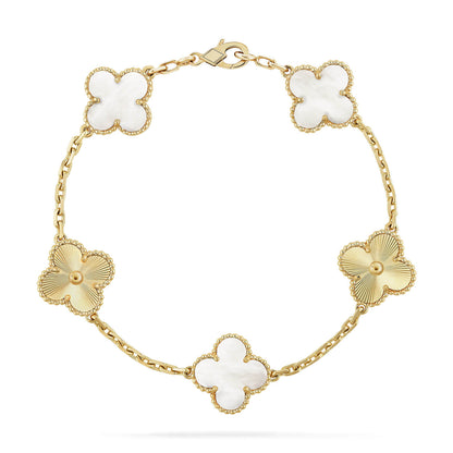 [Mystic ]New CLOVER WHITE PEARL MOP 5 MOTIF BRACELET COLLECTION