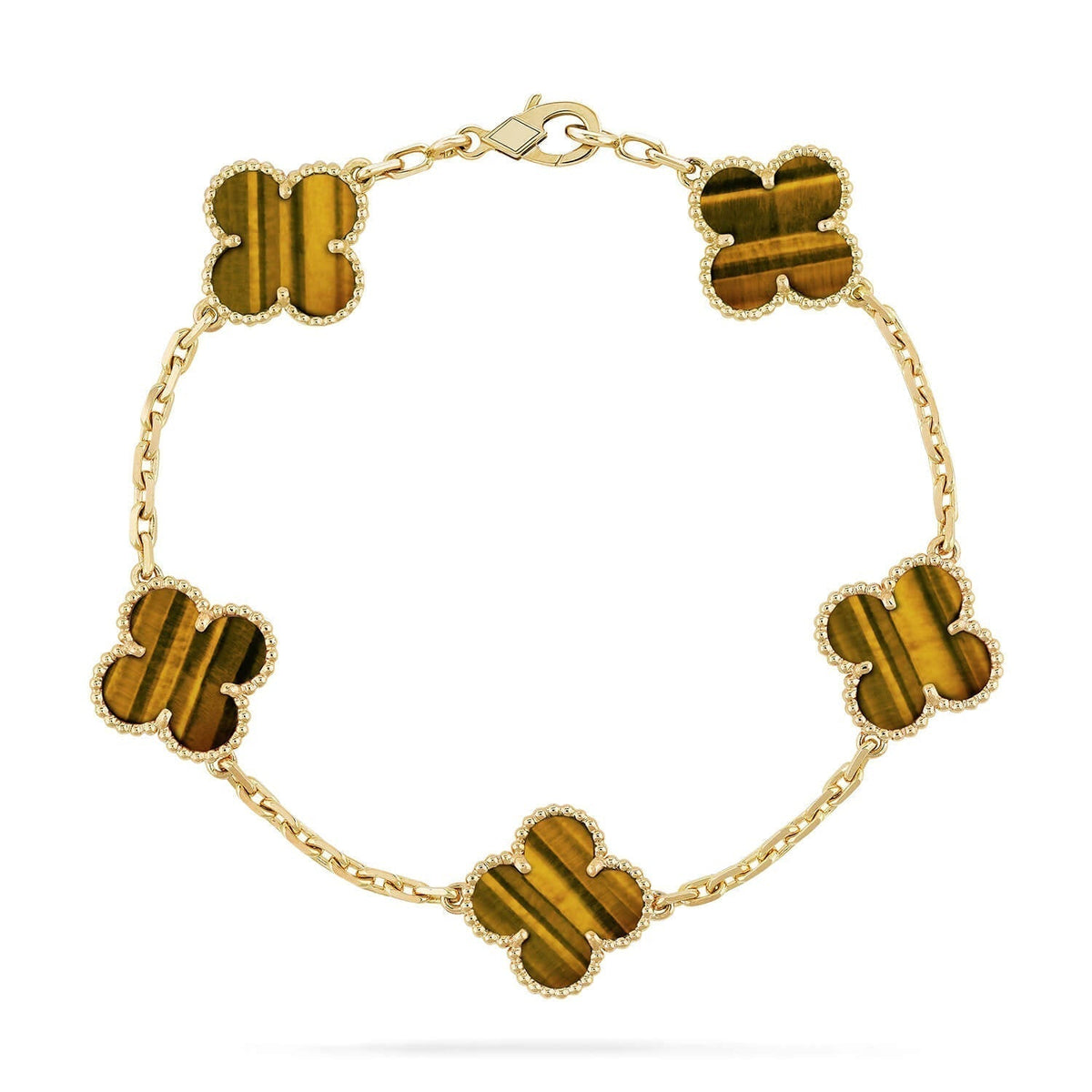 [Mystic ]New  CLOVER 5 MOTIFS TIGER EYE BRACELET COLLECTION