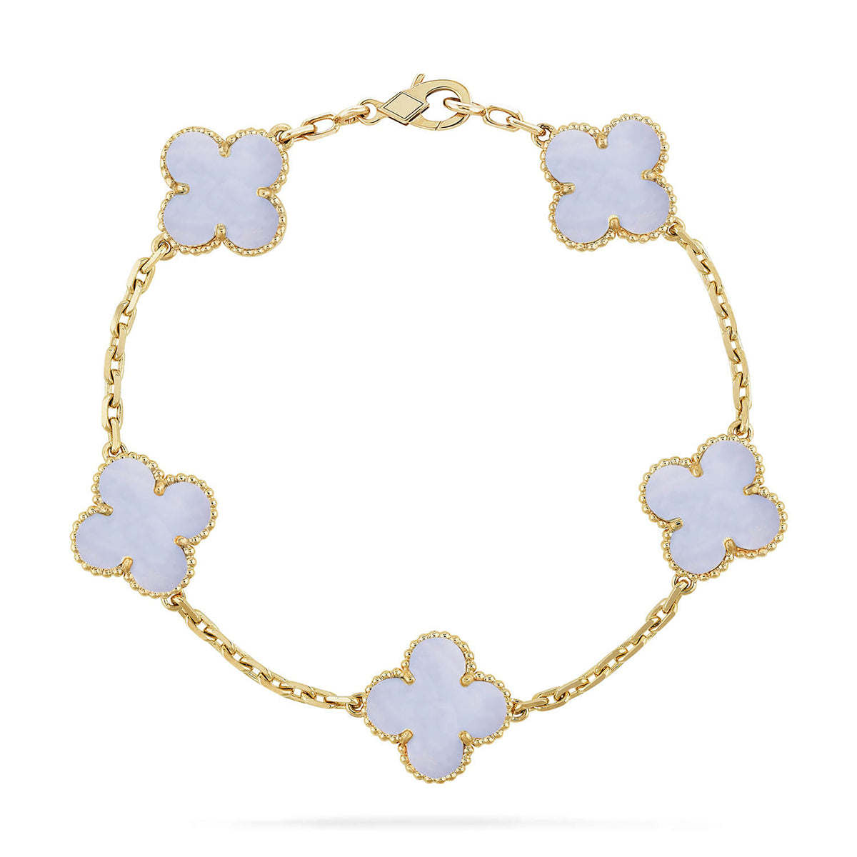 [Mystic ]New  CLOVER 5 MOTIF PURPLE CHALCEDONY BRACELET COLLECTION