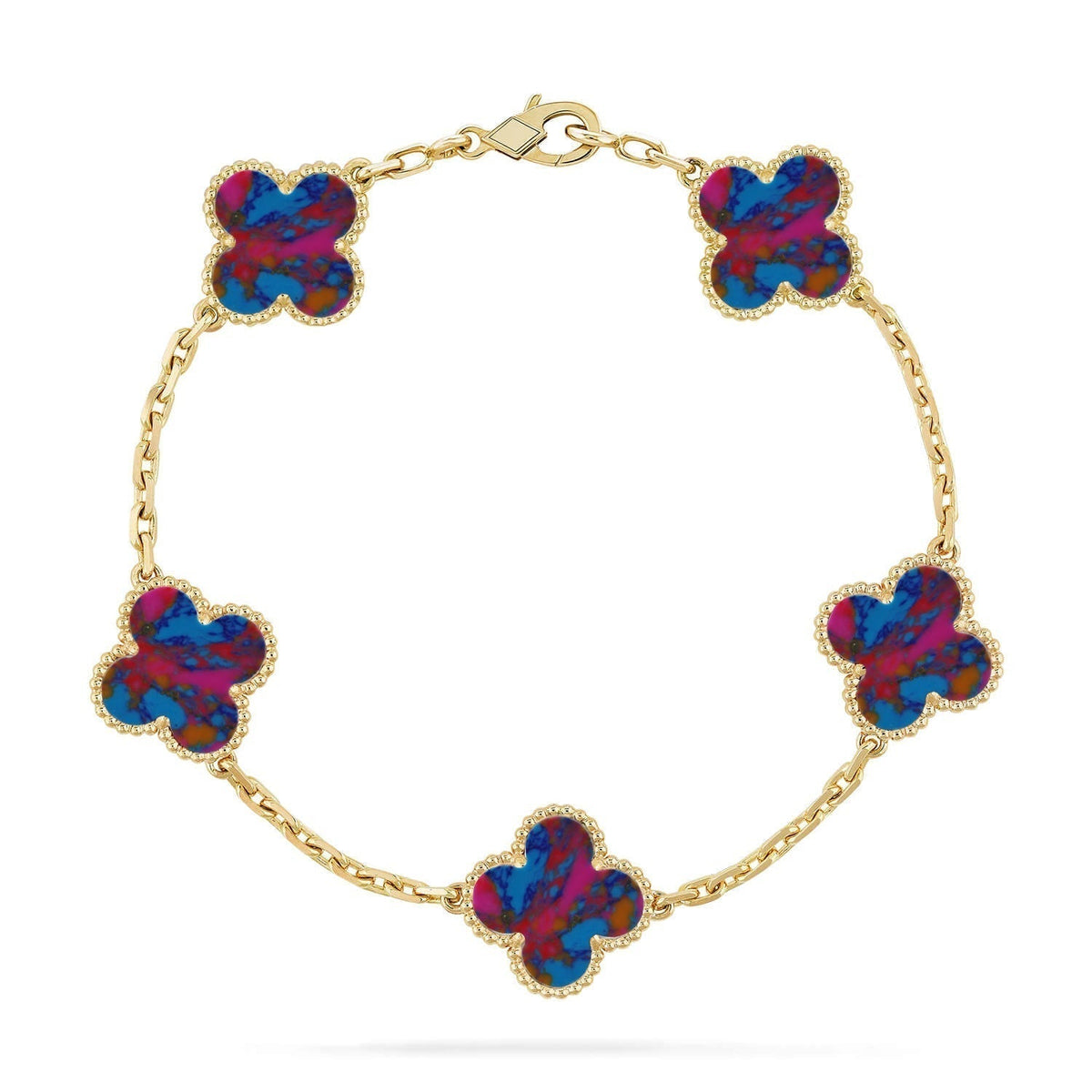 [Mystic ]New CLOVER 5 MOTIF COLOR GEMSTONES BRACELET COLLECTION