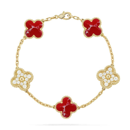 [Mystic ]New CLOVER 5 MOTIF RED PATTERN BRACELET COLLECTION