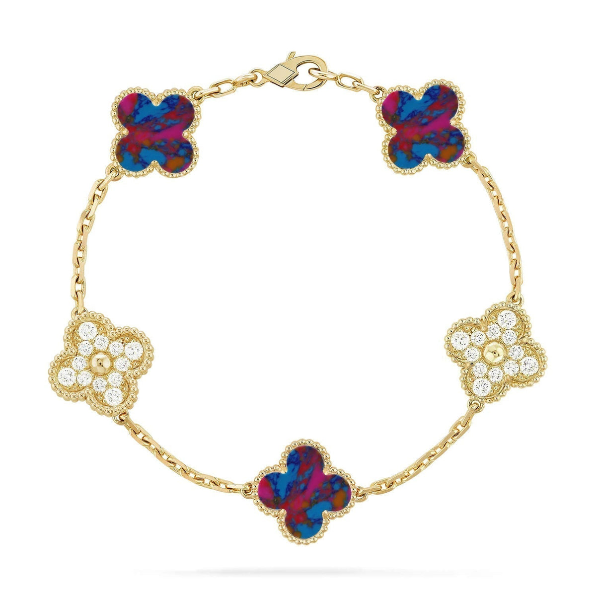 [Mystic ]New CLOVER 5 MOTIF COLOR GEMSTONES BRACELET COLLECTION