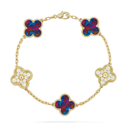 [Mystic ]New CLOVER 5 MOTIF COLOR GEMSTONES BRACELET COLLECTION