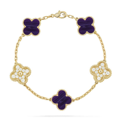 [Mystic ]New CLOVER 5 MOTIF PURPLE STRIPES BRACELET COLLECTION