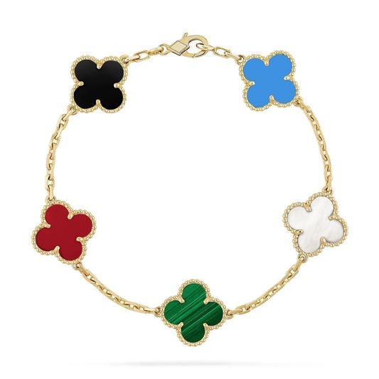 [Mystic ]New CLOVER 5 MOTIFS MULTICOLOR BRACELET