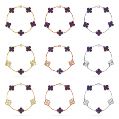 [Mystic ]New CLOVER 5 MOTIF COLOR GEMSTONES BRACELET COLLECTION