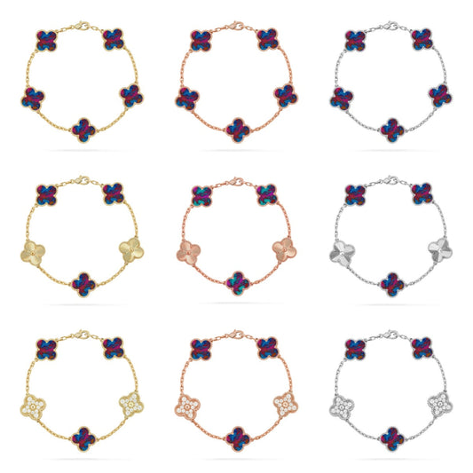 [Mystic ]New CLOVER 5 MOTIF COLOR GEMSTONES BRACELET COLLECTION