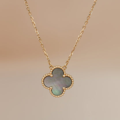 Mystic CLOVER 15MM  GRAY MOTHER OF PEARL NECKLACE