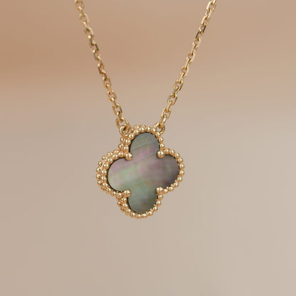 Mystic CLOVER 15MM  GRAY MOTHER OF PEARL NECKLACE