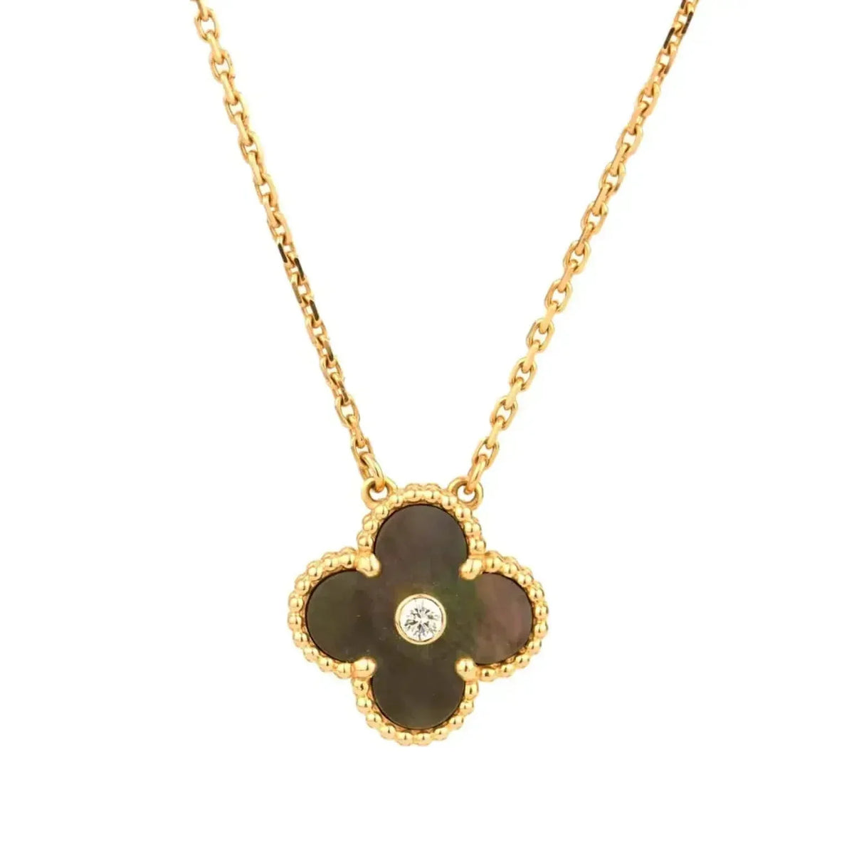 Mystic CLOVER 15MM DIAMOND AND MOTHER-OF-GREY NECKLACE