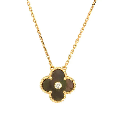 Mystic CLOVER 15MM DIAMOND AND MOTHER-OF-GREY NECKLACE