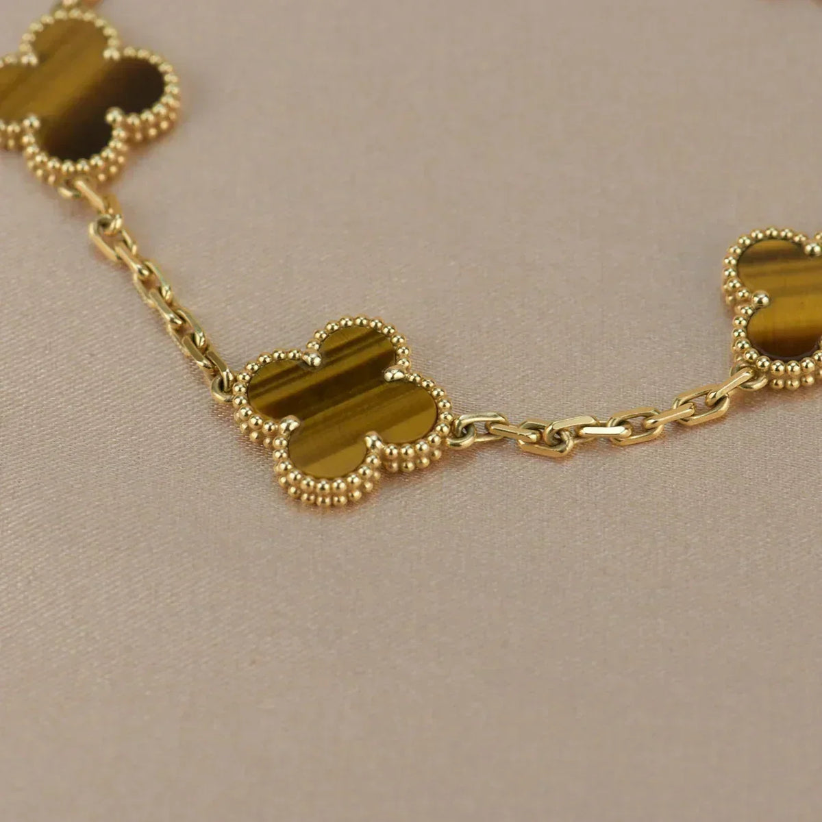 [Mystic ]New  CLOVER 5 MOTIFS TIGER EYE BRACELET COLLECTION