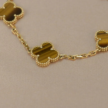 [Mystic ]New  CLOVER 5 MOTIFS TIGER EYE BRACELET COLLECTION
