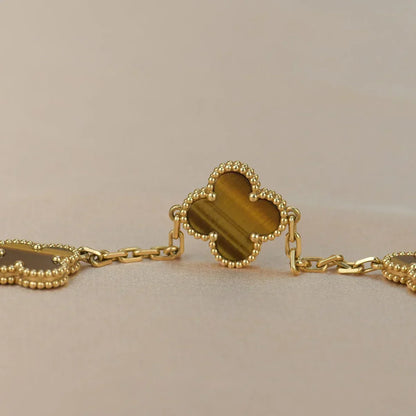 [Mystic ]New  CLOVER 5 MOTIFS TIGER EYE BRACELET COLLECTION