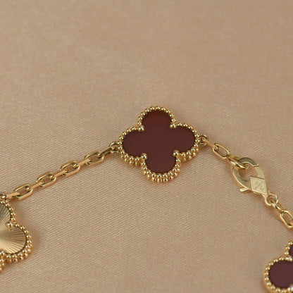 [Mystic ]New  CLOVER 5 MOTIF RED CORNELIAN BRACELET COLLECTION