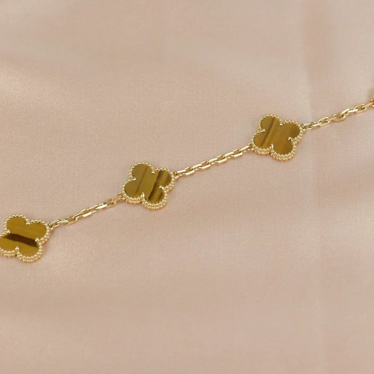 [Mystic ]New  CLOVER 5 MOTIFS TIGER EYE BRACELET COLLECTION