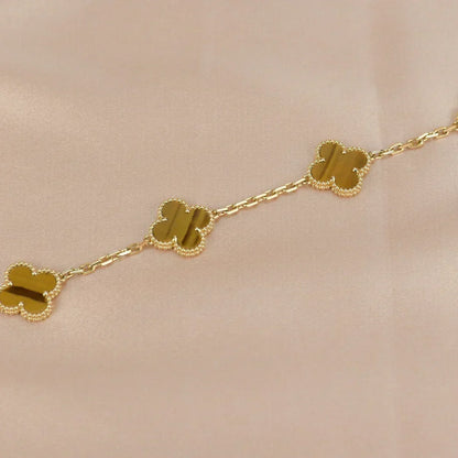 [Mystic ]New  CLOVER 5 MOTIFS TIGER EYE BRACELET COLLECTION