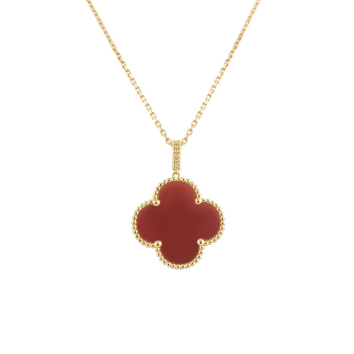 Mystic CLOVER 25MM NECKLACE GOLD CARNELIAN