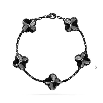 [Mystic ]New CLOVER 5 MOTIF BLACK BRACELET