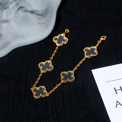 [Mystic ]New CLOVER 5 MOTIF ROCK CRYSTAL BRACELET