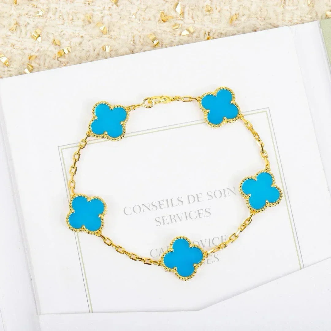 [Mystic ]New  CLOVER 5 MOTIF TURQUOISE BRACELET COLLECTION