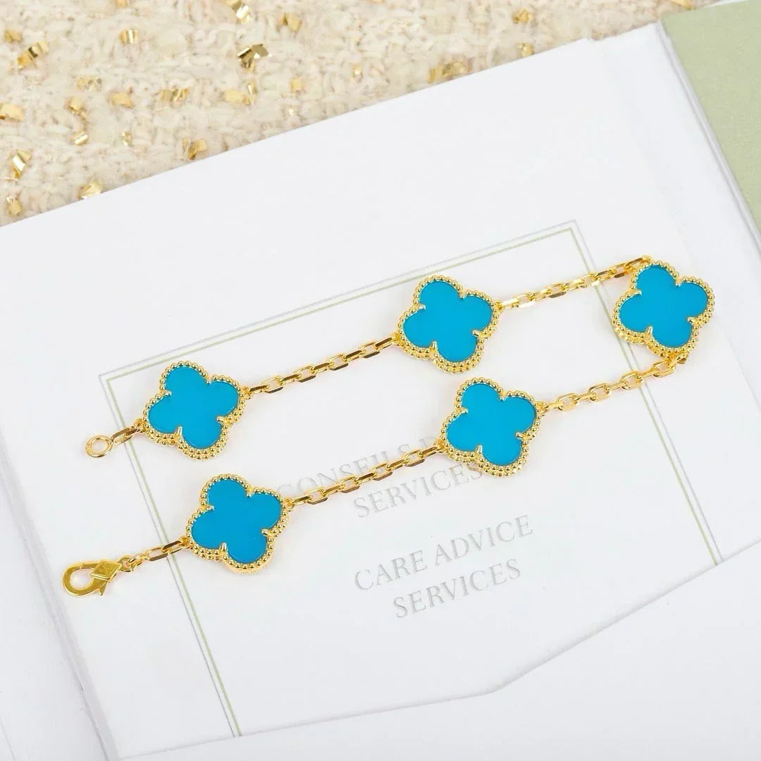 [Mystic ]New  CLOVER 5 MOTIF TURQUOISE BRACELET COLLECTION