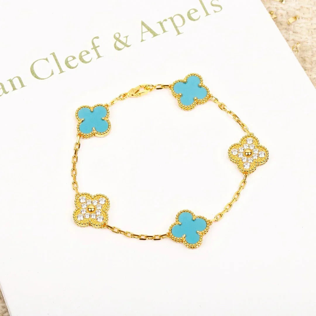 [Mystic ]New  CLOVER 5 MOTIF TURQUOISE BRACELET COLLECTION