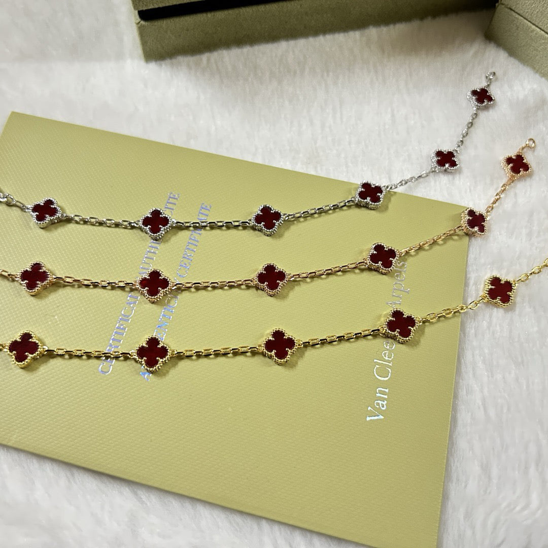 [Mystic ]CLOVER 6 MOTIF RED AGATE BRACELET
