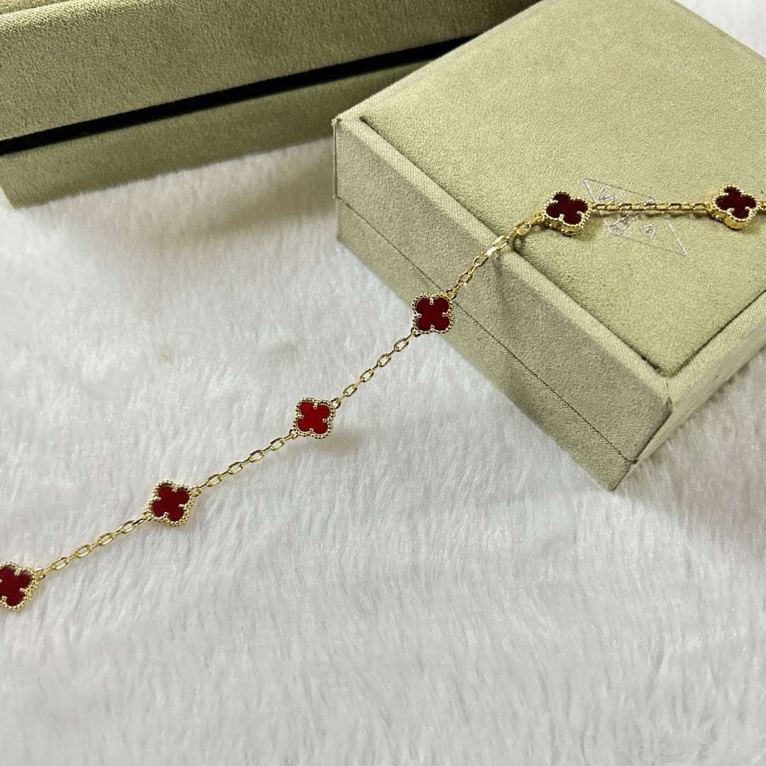 [Mystic ]CLOVER 6 MOTIF RED AGATE BRACELET