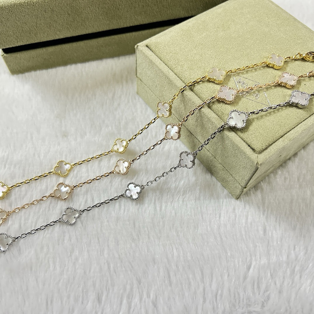 [Mystic ]CLOVER 6 MOTIF WHITE MOP BRACELET