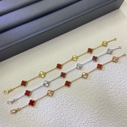 [Mystic ]CLOVER 6 MOTIF RED AGATE LASER BRACELET