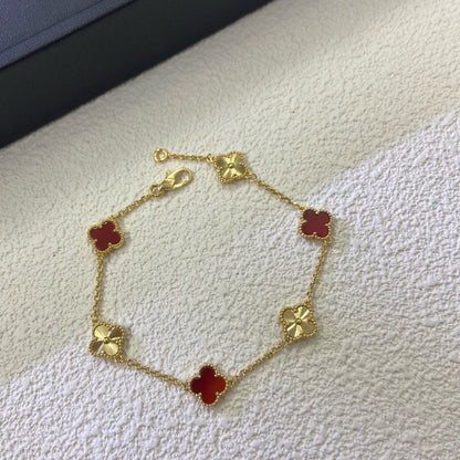 [Mystic ]CLOVER 6 MOTIF RED AGATE LASER BRACELET