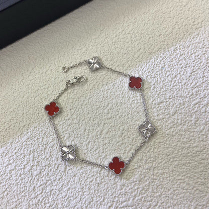 [Mystic ]CLOVER 6 MOTIF RED AGATE LASER BRACELET