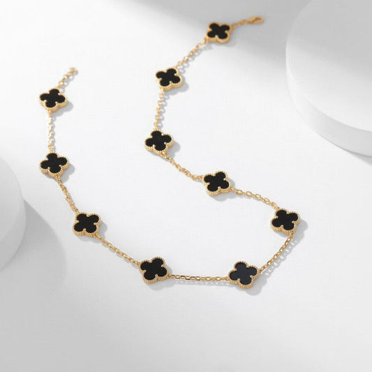 Mystic CLOVER 10 MOTIFS ONYX NECKLACE