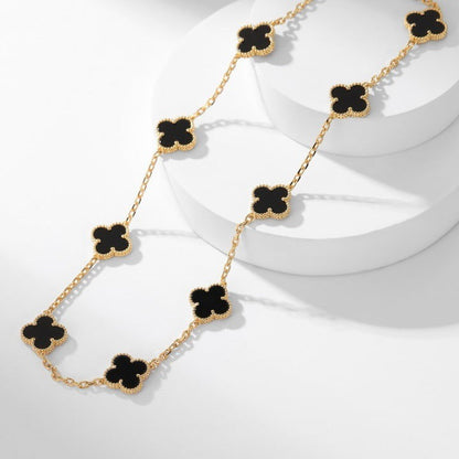 Mystic CLOVER 10 MOTIFS ONYX NECKLACE