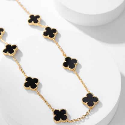 Mystic CLOVER 10 MOTIFS ONYX NECKLACE